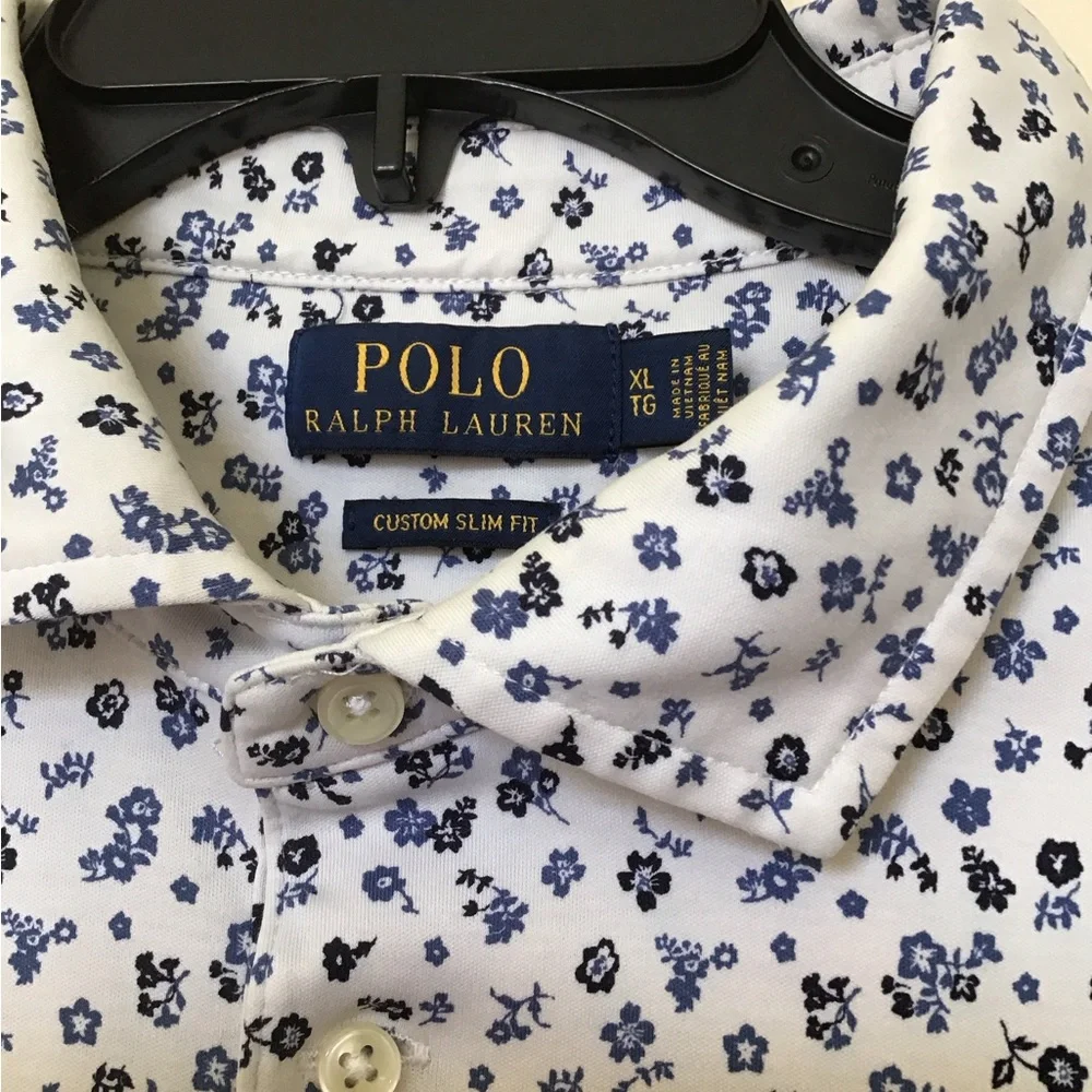 Ralph Lauren White Polo with Navy Floral Print